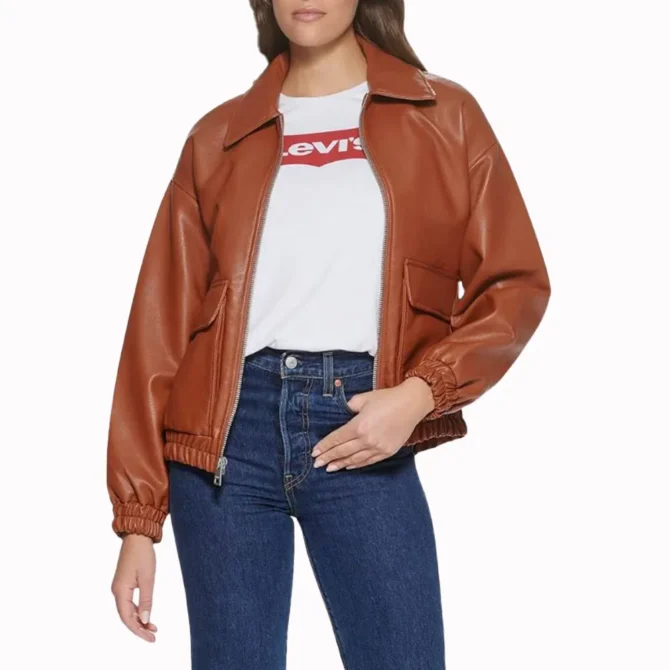 Women's A2 Brown Leather Bomber Jacket