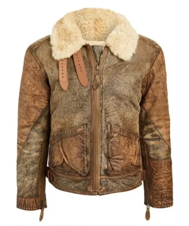 Aaron Taylor Johnson Shearling Leather Jacket