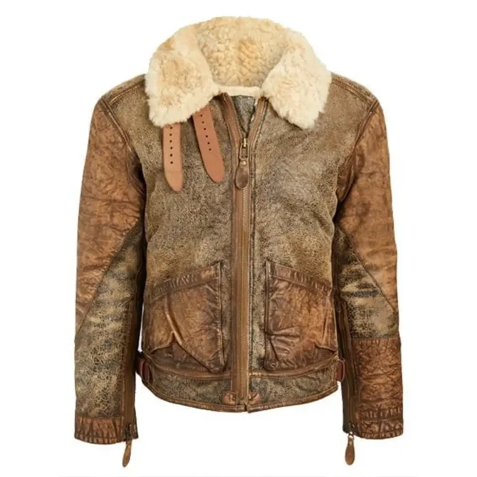 Aaron Taylor Johnson Shearling Leather Jacket