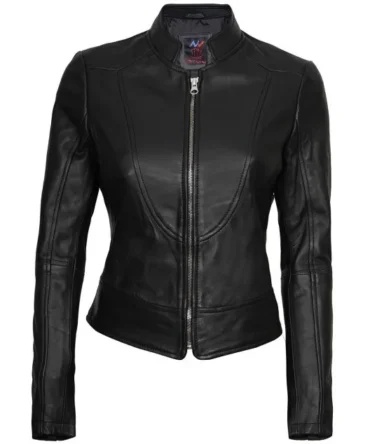 Women's Black Cafe Racer Leather Jacket