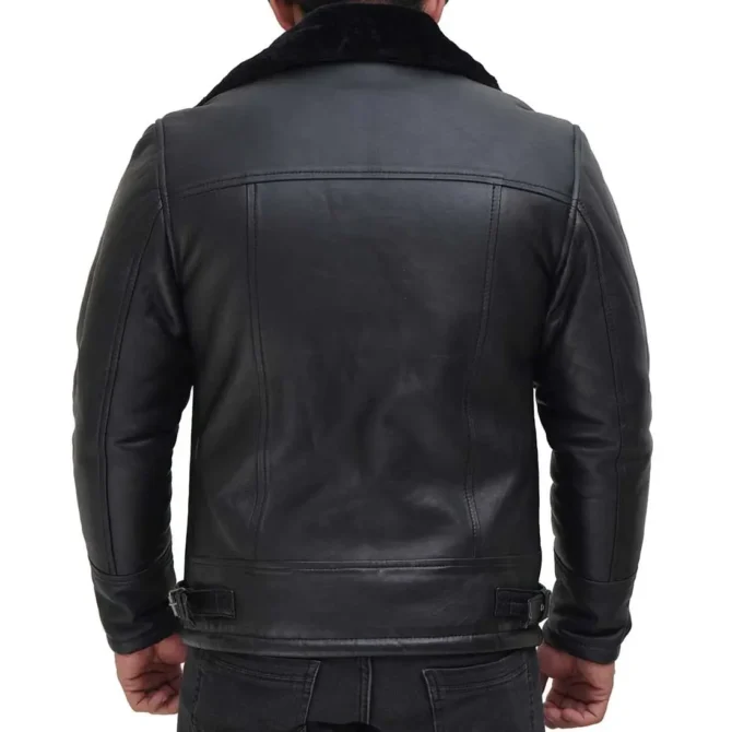 Mens Black Shearling Leather Jacket