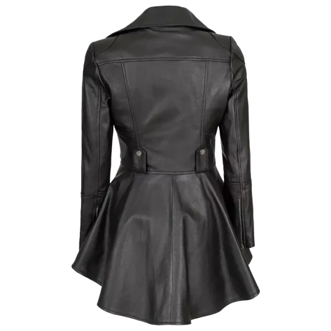 Womens Black Peplum Leather Jacket