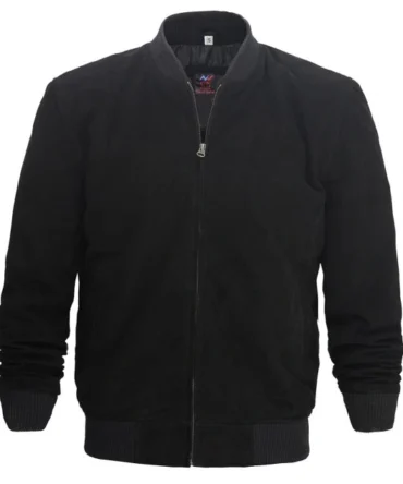 Men's Black Suede Bomber Jacket