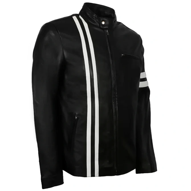 Vin Diesel Bloodshot Black White Stripes Leather Jacket