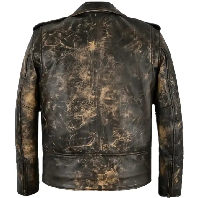 Brad Pitt Distressed Biker Leather Jacket