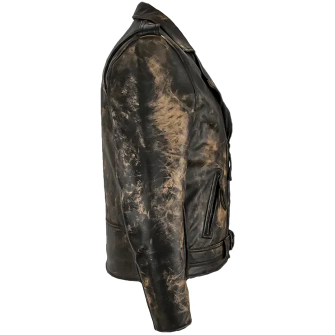 Brad Pitt Distressed Biker Leather Jacket