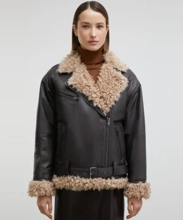 Women's Brown Shearling Leather Jacket