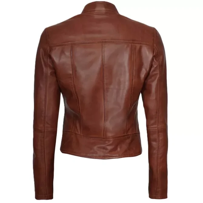 Women Brown Biker Leather Jacket
