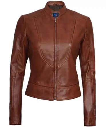Women Brown Biker Leather Jacket