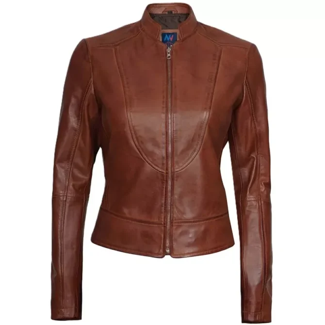 Women Brown Biker Leather Jacket