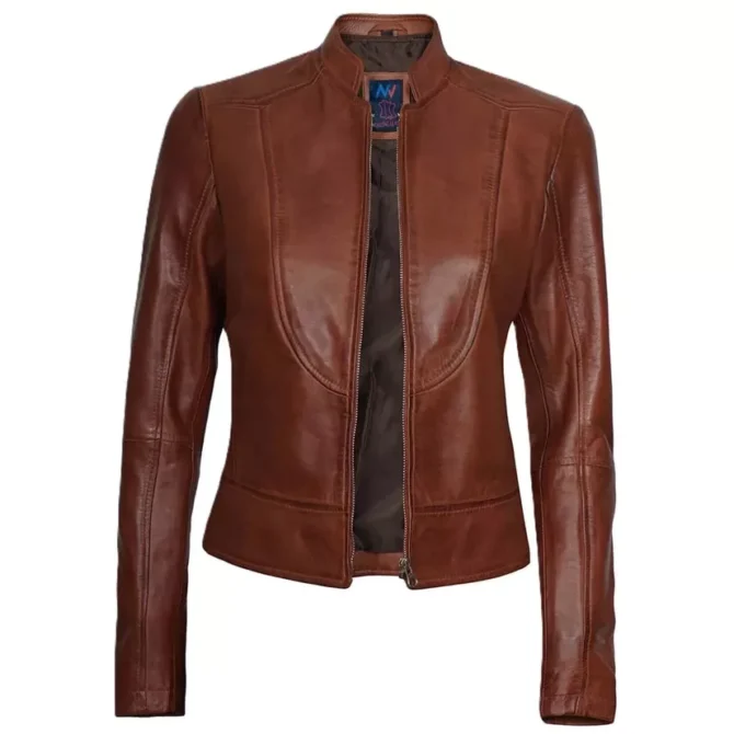 Women Brown Biker Leather Jacket