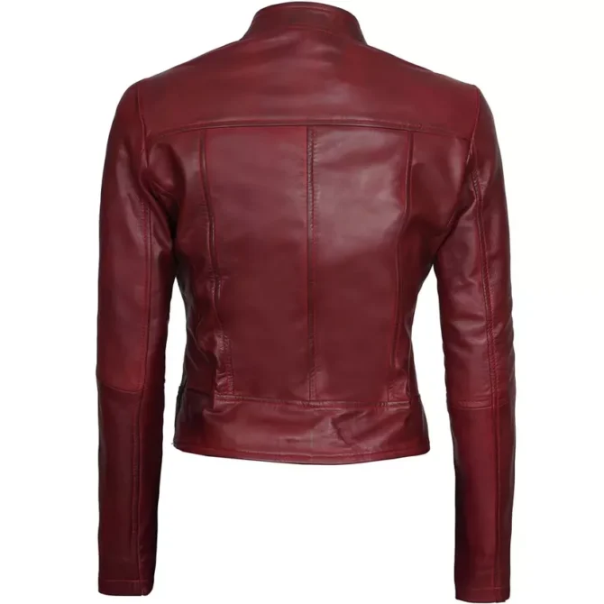 Burgundy Biker Jacket Women