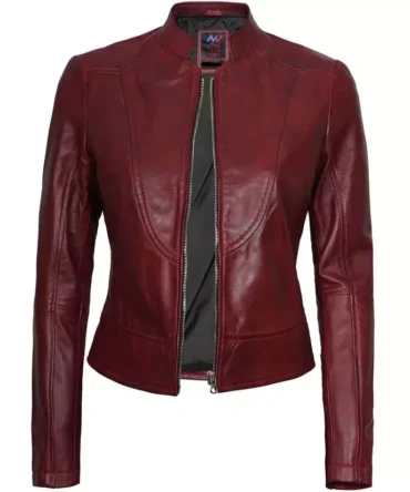 Burgundy Biker Jacket Women