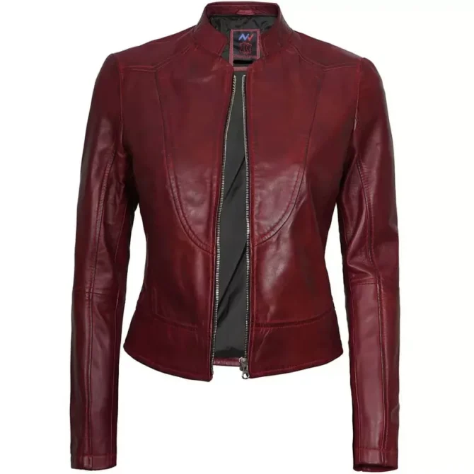 Burgundy Biker Jacket Women