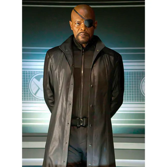Nick Fury Black Leather Coat