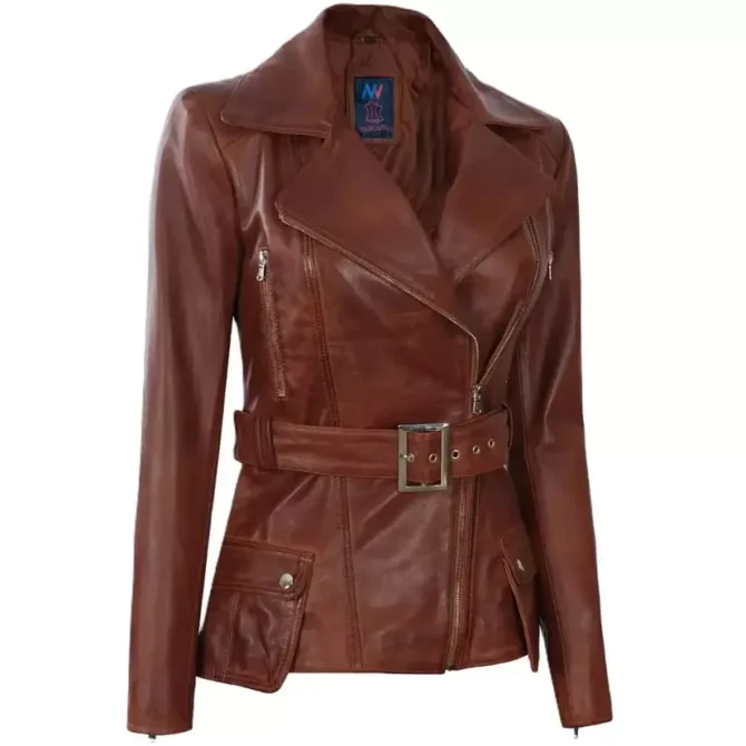 Women Chocolate Brown Leather Jacket