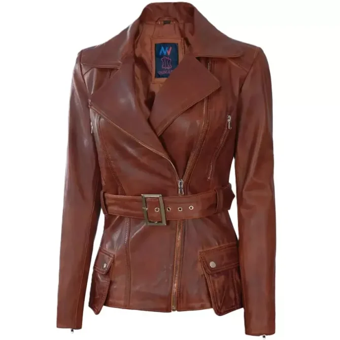 Women Chocolate Brown Leather Jacket