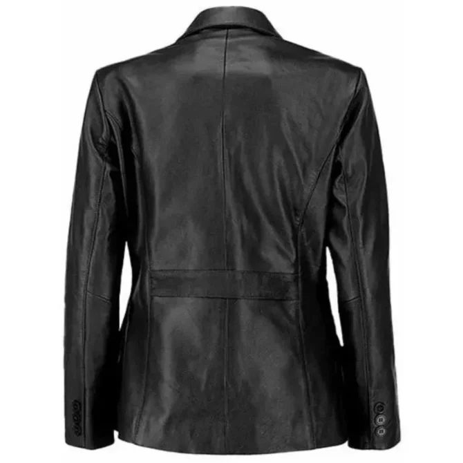 Black Leather Blazer For Women