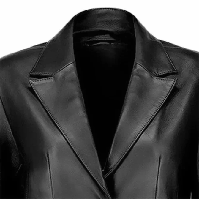 Black Leather Blazer For Women