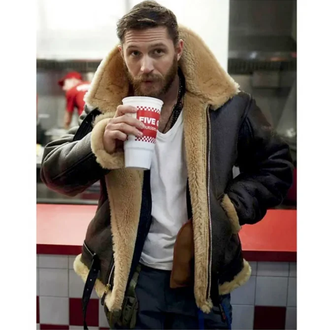 Tom Hardy Dunkirk Farrier Shearling Bomber Leather Jacket