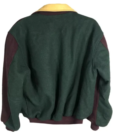 Unisex - Boiled Wool Maroon And Green Varsity Jacket
