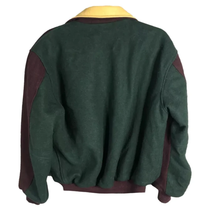 Unisex - Boiled Wool Maroon And Green Varsity Jacket