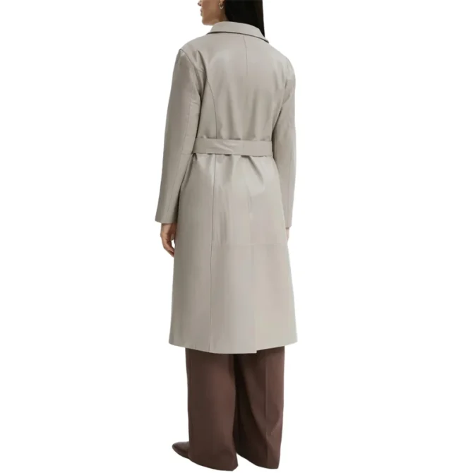 Women's Beige Leather Trench Coat