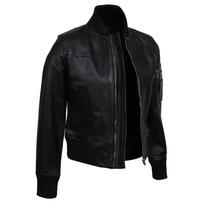 Emma Black Biker Leather Jacket