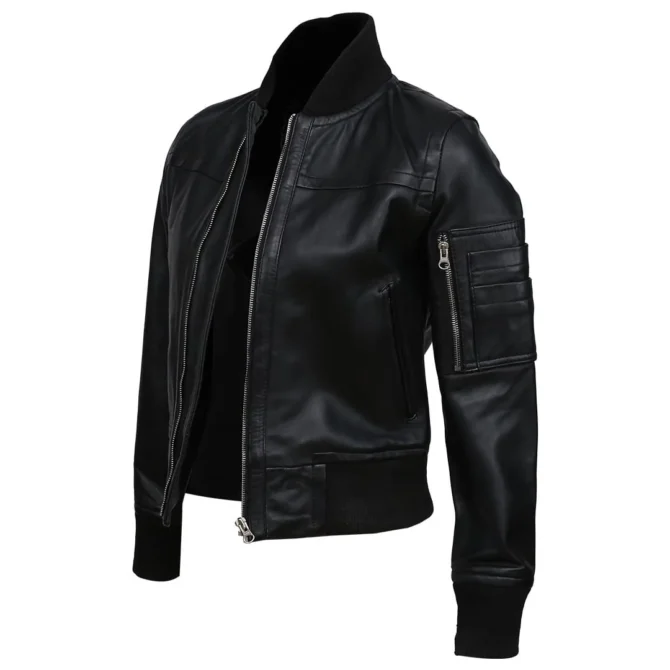Emma Black Biker Leather Jacket