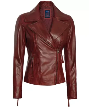 Women Burgundy Leather Jacket