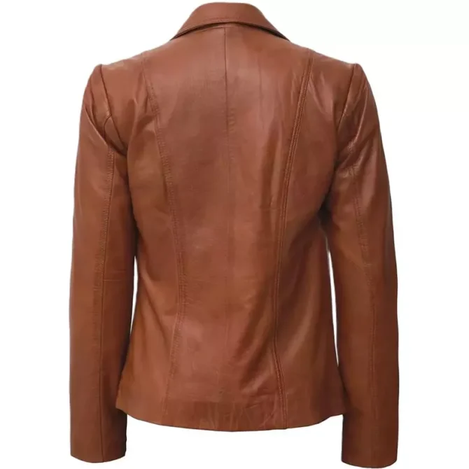 Ava Brown Leather Blazer