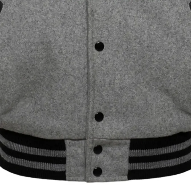 Mens Grey and Black Wool Varsity Jacket