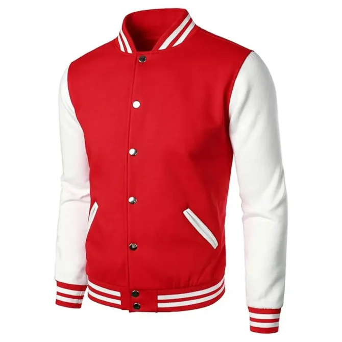 Unisex Red And White Varsity Jacket