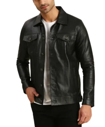 Mens Moto Style Leather Jacket
