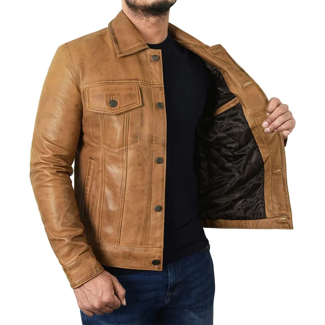 trucker-brown-camel-leather-jacket