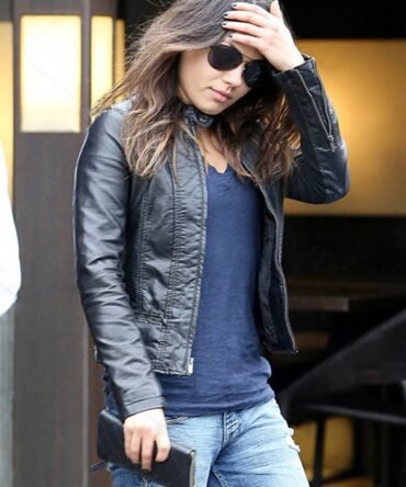 American actress Mila Kunis Leather Jacket