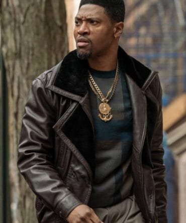 London Brown Power Book III Raising Kanan S01 Black Shearling Leather Jacket