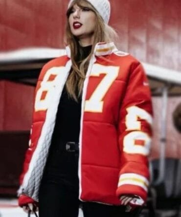 Taylor Swift Chiefs-Dolphins Game 87 Red Puffer Jacket