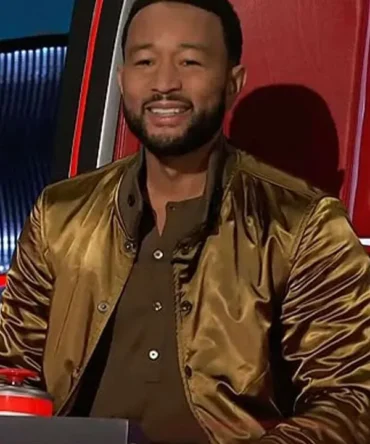 The Voice John Season 27 John Legend Brown Satin Bomber Jacket For Sale