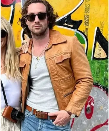 Aaron Taylor-Johnson Brown Leather Jacket