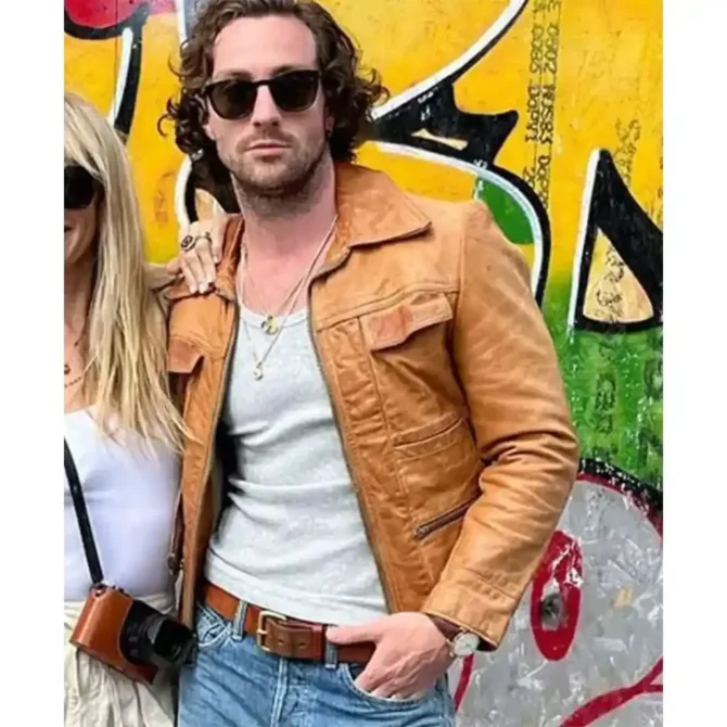 Aaron Taylor-Johnson Brown Leather Jacket