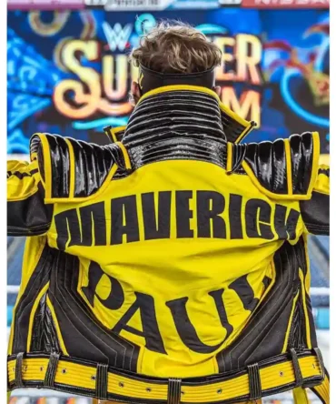 American Wrestler Logan Paul WWE Crown Jewel Yellow and Black Leather Jacket