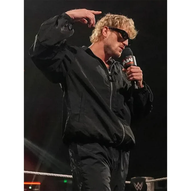 American Wrestler Logan Paul WWE Raw 2025 Black Track Jacket For Men
