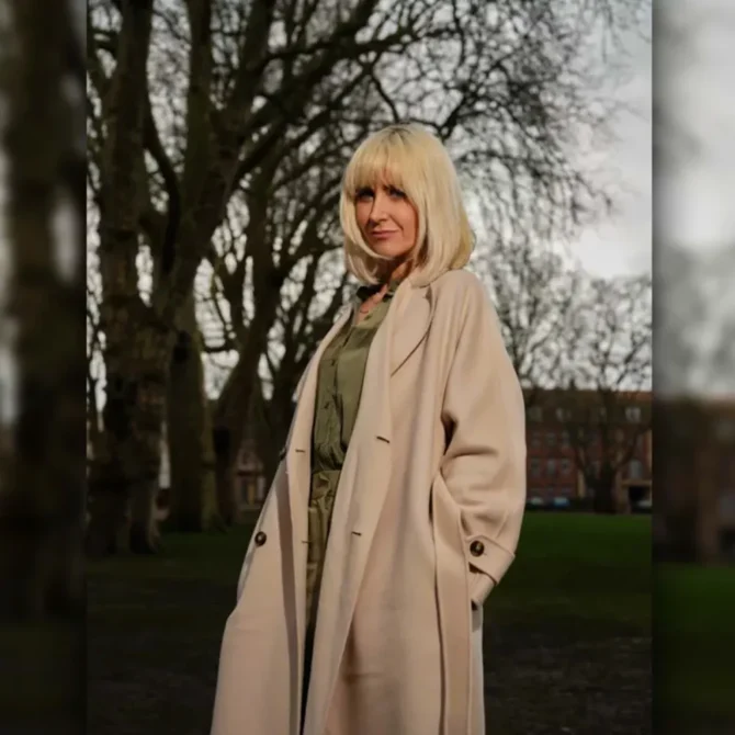 Katherine Kelly The Crow Girl 2025 Sophia Craven Beige Trench Coat
