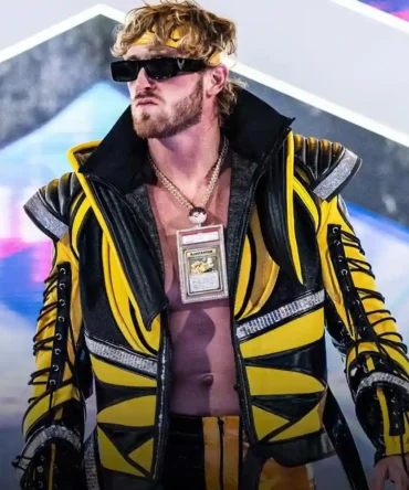 Logan Paul WrestleMania 38 Black and Yellow Leather Jacket