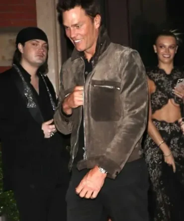 Met Gala Afterparty 2025 Tom Brady Brown Suede Leather Jacket
