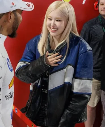 New Zealand Singer Rosé F1 Miami Grand Prix Oversized Cafe Racer Leather Jacket