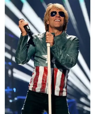 American Singer-on Bon Jovi USA Flag Leather Jacket