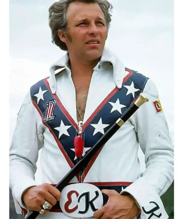 Evel Knievel USA Flag Leather Jacket