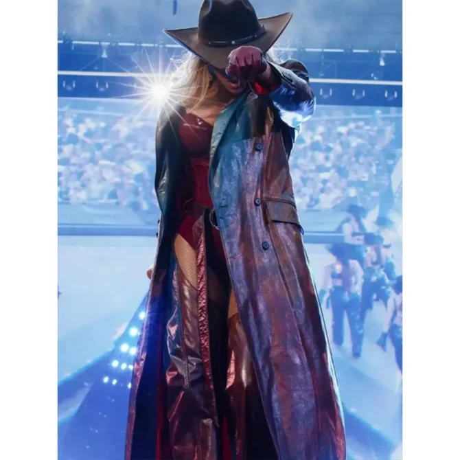 FW25 Collection Cowboy Carter Tour 2025 Beyonce Giselle Hand-Dyed Leather Trench Coat